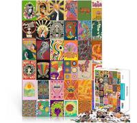 1000 Piece Jigsaw Puzzles for Adults hippie patchwork art Family Fun 26x38cm with Matching Poster and Trivia Sheet for Age 14 Years Up