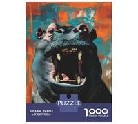 1000 Piece Jigsaw Puzzles for Adults Hippopotamus Portrait Puzzles for Adults Relaxing Games A Work of Art Difficult And Challenge 38x26cm/1000pcs