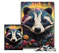 1000 Piece Jigsaw Puzzles for Adults Honey Badger Flowers Jigsaw Puzzles for Adults 50x75 cm Creative Family Game & Home Decor, for Teenagers