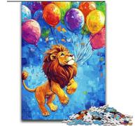 1000 Piece Jigsaw Puzzles for Adults Hot Air Balloon Lion Jigsaw Puzzles Made of Wood Family Activity, DIY Home Decor, size 50X75CM
