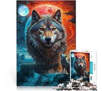 1000 Piece Jigsaw Puzzles for Adults Howling at Lone Wolf Moon Analyse und Logik Verbessern Sie das Gedächtnis52x38cm