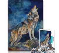 1000 Piece Jigsaw Puzzles for Adults Howling Wolf Adult Puzzles,Stress Reliever Staycation Kill Time Home Decoration Toys 75x50cm