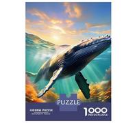 1000 Piece Jigsaw Puzzles for Adults Humpback Whale Swimming Puzzles for Adults Relaxing Games A Work of Art Difficult And Challenge 52x38cm/1000pcs