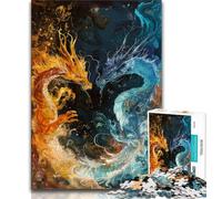 1000 Piece Jigsaw Puzzles for Adults Ice And Fire Dragon,Educational Family Game Wall Decoration Unique Birthday And Xmas Gifts (75x50cm)