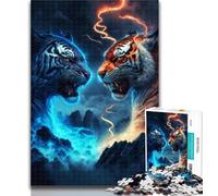1000 Piece Jigsaw Puzzles for Adults Ice And Fire Tiger 1000 Pieces for Adults,Family Educational Games Home Decoration Gift 26x38cm