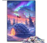1000 Piece Jigsaw Puzzles for Adults Ice Castles Under The Aurora Borealis Jigsaw Made of Wood,Ideal for Home & Office Decor, for Birthday 1000pcs(50x75cm)