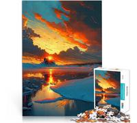 1000 Piece Jigsaw Puzzles for Adults Iceland Lake and Mountains Made of cardboard for and from 14 years and over wall decoration Christmas Birthday Gift。size：38x52cm/14.96x20.47inch