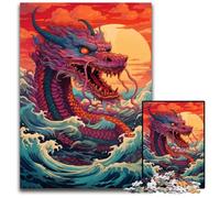 1000 Piece Jigsaw Puzzles for Adults Illustration of Giant Chinese Dragon Difficult Puzzles for Adults Perfect for Halloween, Christmas, Birthday Gift 1000 PCS(38x26cm)