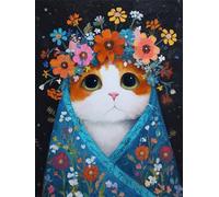1000 Piece Jigsaw Puzzles for Adults, Impossible Hard Difficult Challenging jigsaw puzzle 1000 pieces adult Puzzles Classic Educational Games 75x50cm,Flower Hat Cat