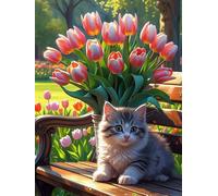 1000 piece Jigsaw Puzzles for Adults Impossible Hard Difficult Challenging Puzzle, jigsaws 1000 pieces for adults Fun Activity & Present for The Whole Family, Theme:Tulip Cat