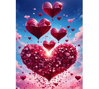 1000 piece Jigsaw Puzzles for Adults Impossible Hard Difficult Challenging Puzzle, jigsaws 1000 pieces for adults Fun Activity & Present for The Whole Family, Theme:Sky Red Heart