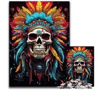 1000 Piece Jigsaw Puzzles for Adults Indian Skull Impossible Jigsaw Puzzles for Adults Erfect for Home Decor, Birthdays, Holidays, And Gifts 1000 PCS(75x50cm)