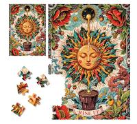 1000 Piece Jigsaw Puzzles for Adults, Inspirational Sun Art with Colorful Rays, Whimsical Creatures, Fantasy Landscape, Grid on Back with Letters PTDF010S