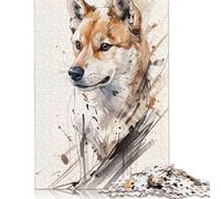 1000 Piece Jigsaw Puzzles for Adults - Inushiba Watercolor Portrait Puzzle - Jigsaws 1000 Pieces for Adults - Made Wood 1000pcs (75x50cm)