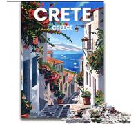 1000 Piece Jigsaw Puzzles for Adults Island of Crete,Help The Brain Exercise Addictive Toys to Cultivate Patience Artists Collection,Fine Art 38x26cm
