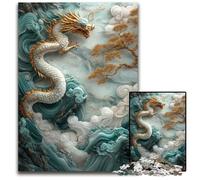1000 Piece Jigsaw Puzzles for Adults Jade Dragon Wall Artb Wooden Puzzles Perfect for Halloween Christmas Birthday Gift 1000 PCS(38x26cm)