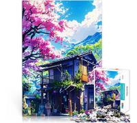 1000 Piece Jigsaw Puzzles for Adults Japanese Cherry Blossom House Lernspiele Verbessern Sie das Gedächtnis52x38cm