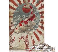 1000 Piece Jigsaw Puzzles for Adults Japanese Rising Sun Koi Creative Paper Jigsaw Puzzles for Adults & Teenagers Puzzles Educational Puzzle Family Game 38x26cm/1000pcs
