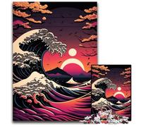 1000 Piece Jigsaw Puzzles for Adults Japanese Style Waves Impossible Jigsaw Puzzles for Adults for Teenagers & Teens, Ideal Birthday 26X38CM/10.23x14.96inch