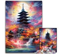1000 Piece Jigsaw Puzzles for Adults Japanese Temple Wooden Puzzles High-Difficulty Brain Teaser for Teenagers 50x75CM/19.68x29.52inch