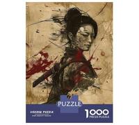 1000 Piece Jigsaw Puzzles for Adults Japanese Warrior Woman Art Print Puzzles for Adults Anti-Stress Toys Analysis And Logic Difficult And Challenge 38x26cm/1000pcs