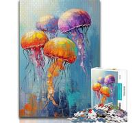 1000 Piece Jigsaw Puzzles for Adults Jellyfish Oil Painting,Decompressing Intellectual Educational Toy Educational Game for Birthday,Chrismas 38x26cm