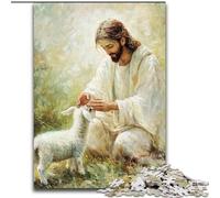 1000 Piece Jigsaw Puzzles for Adults Jesus And The Sheep, Stress Reliever Difficult Challenge Secret Santa Gifts for Age 14 Years Up (Size 50x75cm)