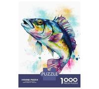 1000 Piece Jigsaw Puzzles for Adults Jigsaw Abstract Bass Fish Art Puzzles for Adults Brain Teaser Game Enhance Memory Fun Activities at Home 52x38cm/1000pcs