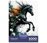 1000 Piece Jigsaw Puzzles for Adults Jigsaw Abstract Horse with Floral And Tree Elements Puzzles for Adults Toy Wall Decor Perfect Decoration Challenging Game Gifts 70x50cm/1000pcs