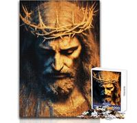 1000 Piece Jigsaw Puzzles for Adults Jigsaw Abstract Jesus Christ with Crown of Thorns Toy Intellectual Game But Fun And Humorous Birthday Gift Size 50x75cm
