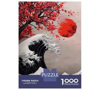 1000 Piece Jigsaw Puzzles for Adults Jigsaw Abstract Oil Painting of Japanese Great Wave Puzzles for Adults Toy Wall Decor Perfect Decoration Challenging Game Gifts 38x26cm/1000pcs