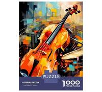 1000 Piece Jigsaw Puzzles for Adults Jigsaw Abstract Violin And Drums Painting Puzzles for Adults Anti-Stress Toys Presents for Women Fun Activities at Home 38x26cm/1000pcs