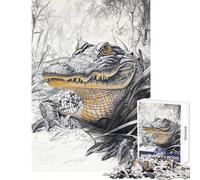 1000 Piece Jigsaw Puzzles for Adults Jigsaw Alligator in The Grass 1000 Piece Jigsaw Hands-on Game Great Gifts for Games Wall Art (50x75cm)