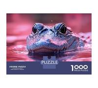 1000 Piece Jigsaw Puzzles for Adults Jigsaw Alligator in Water with Pink Hue Adult Jigsaw Puzzle Toy Wall Decor A Work of Art Fun Activities at Home 38x26cm/1000pcs