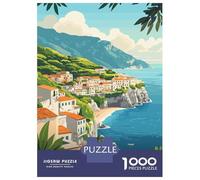 1000 Piece Jigsaw Puzzles for Adults Jigsaw Amalfi Coast Italy Puzzles for Adults Fun Games Wall Art Fun at Home Activities, 70x50cm/1000pcs