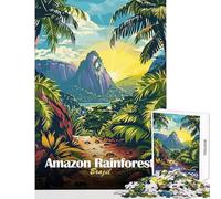 1000 Piece Jigsaw Puzzles for Adults Jigsaw Amazon Rainforest Brazil Landscape Illustration Practical Game Family Activities Anti-Stress Toys Gifts for Friends And Family (38X52CM)