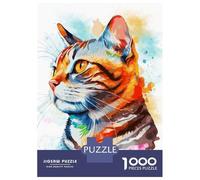 1000 Piece Jigsaw Puzzles for Adults Jigsaw American Shorthair Cat Art Puzzles for Adults Brain Teaser Game Enhance Memory Fun Activities at Home 52x38cm/1000pcs