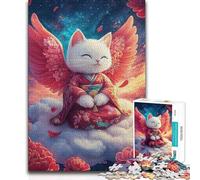 1000 Piece Jigsaw Puzzles for Adults Jigsaw Angelic Cat in Kimono Beautiful Design Game Birthday Present Gift For Birthdays 50x75cm(1000pcs)