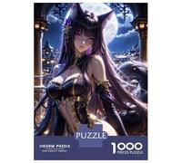 1000 Piece Jigsaw Puzzles for Adults Jigsaw Anime Cat Girl in Night City Puzzles for Adults Brain Teaser Game Enhance Memory Fun Activities at Home 52x38cm/1000pcs