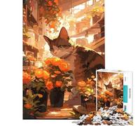 1000 Piece Jigsaw Puzzles for Adults Jigsaw Anime Florist Ginger Cat Practical Game Toy Intellectual Game Art Work Gifts Birthday Present (Size 38x26cm)