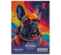 1000 Piece Jigsaw Puzzles for Adults Jigsaw Astronaut French Bulldog Puzzle for Adults Anti-Stress Toys For Family Fun Fun Activities at Home 38x26cm/1000pcs