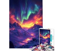 1000 Piece Jigsaw Puzzles for Adults Jigsaw Aurora Borealis Mountain Landscape Hands-on Game Learning Educational Toys Birthday Gifts for The Whole Family (Size 38x26cm)