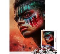 1000 Piece Jigsaw Puzzles for Adults Jigsaw Aztec Warrior of Flames Educational Toy Birthday Gifts Fun Games Enhance Love between Couples (Size 38x52cm)