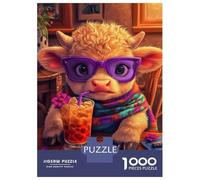 1000 Piece Jigsaw Puzzles for Adults Jigsaw Baby Highland Cow with Sunglasses Puzzles for Adults Anti-Stress Toys But Fun And Humorous Challenging Game Gifts 70x50cm/1000pcs