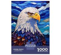 1000 Piece Jigsaw Puzzles for Adults Jigsaw Bald Eagle Stained Glass Puzzles for Adults Brain Teaser Game Enhance Memory Fun Activities at Home 38x26cm/1000pcs