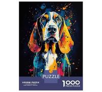 1000 Piece Jigsaw Puzzles for Adults Jigsaw Basset Hound Watercolor Art Puzzles for Adults Relax Games Birthday Present Christmas Birthday Gifts 38x26cm/1000pcs