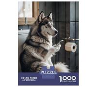 1000 Piece Jigsaw Puzzles for Adults Jigsaw Bathroom Husky Adult Puzzles Toy Wall Decor Presents for Women Christmas Birthday Gifts 38x26cm/1000pcs
