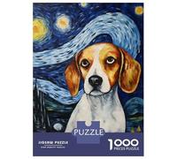 1000 Piece Jigsaw Puzzles for Adults Jigsaw Beagle Dog Starry Night Adult Puzzles Relax Games Enhance Memory Challenging Game Gifts 38x26cm/1000pcs
