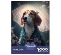 1000 Piece Jigsaw Puzzles for Adults Jigsaw Beagle Japanese Kimono Puzzles for Adults Toy Wall Decor Perfect Decoration Challenging Game Gifts 70x50cm/1000pcs