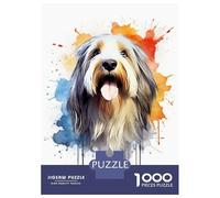 1000 Piece Jigsaw Puzzles for Adults Jigsaw Bearded Collie Watercolor Puzzles for Adults Relax Games Birthday Present Christmas Birthday Gifts 70x50cm/1000pcs